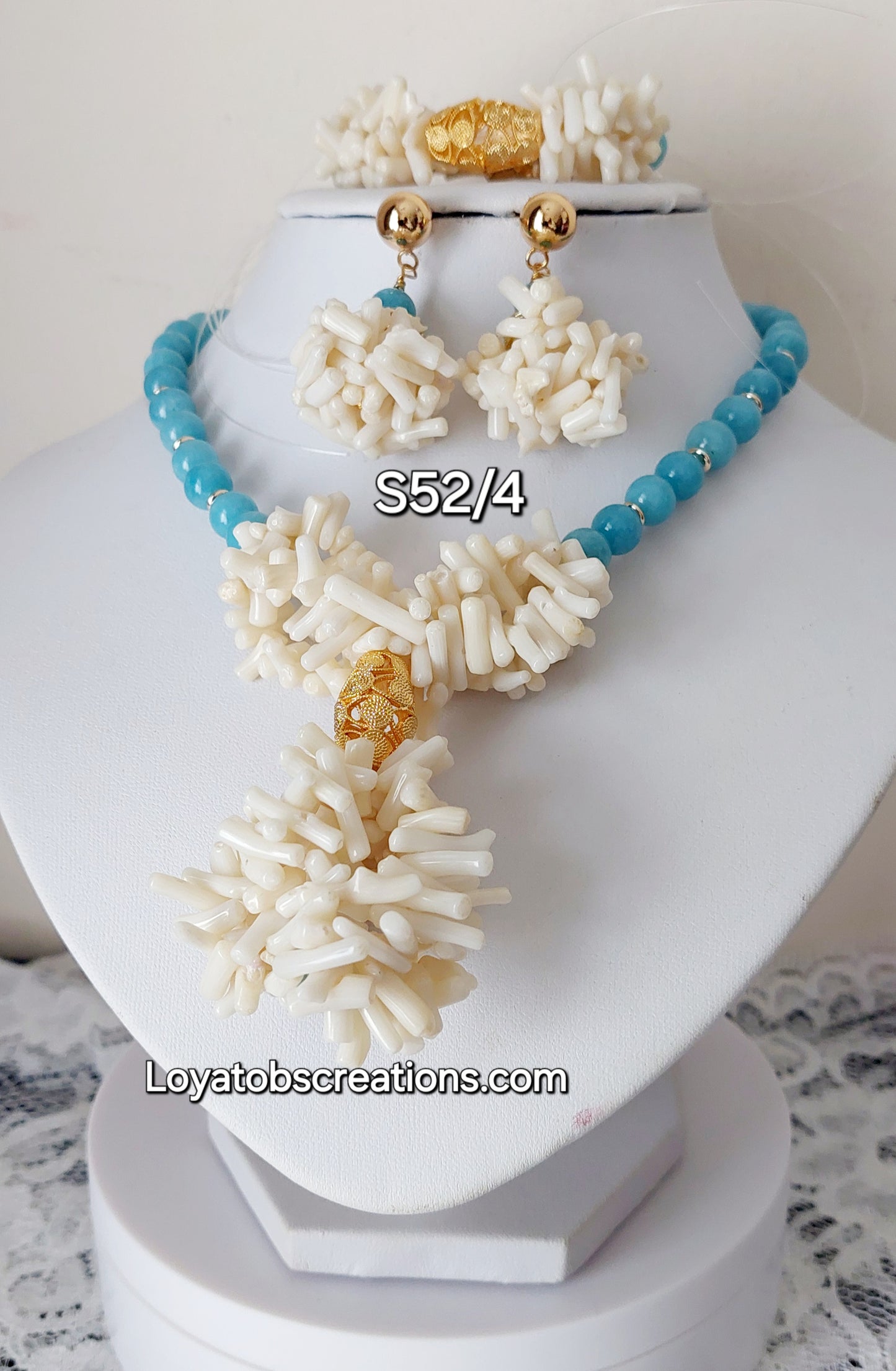 Blue Hydrangea Necklace, Bracelet and Earring Set