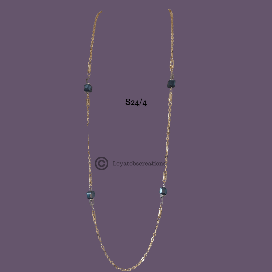 Raven Long Bead and Chain Necklace