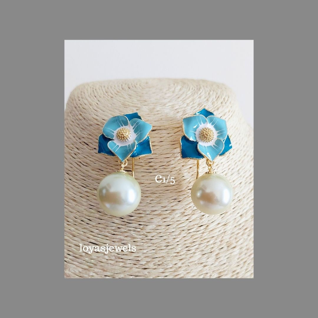 Teal Pearl Earrings