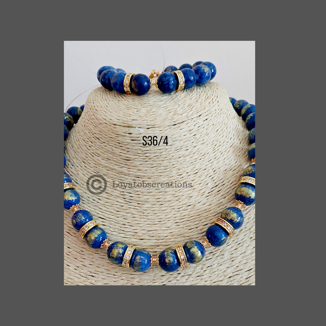 Blue Orchid Necklace , Bracelet and Earring Set