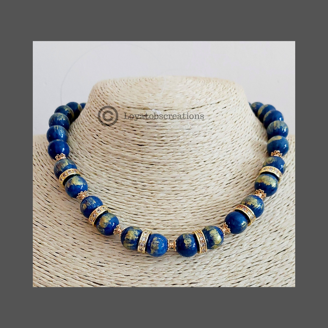 Blue Orchid Necklace , Bracelet and Earring Set