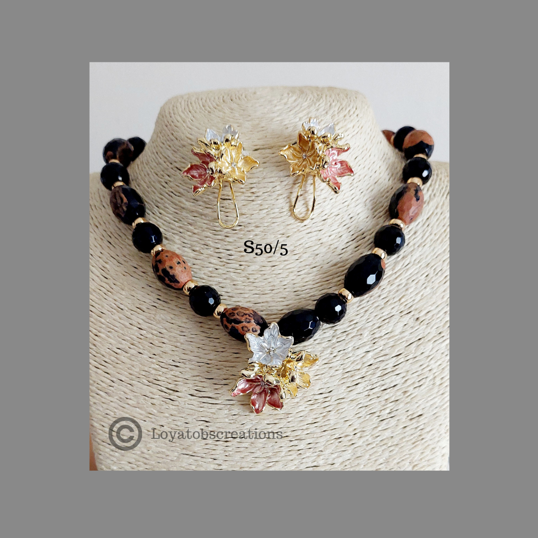 The Midnight Ruffles Necklace and Earring Set