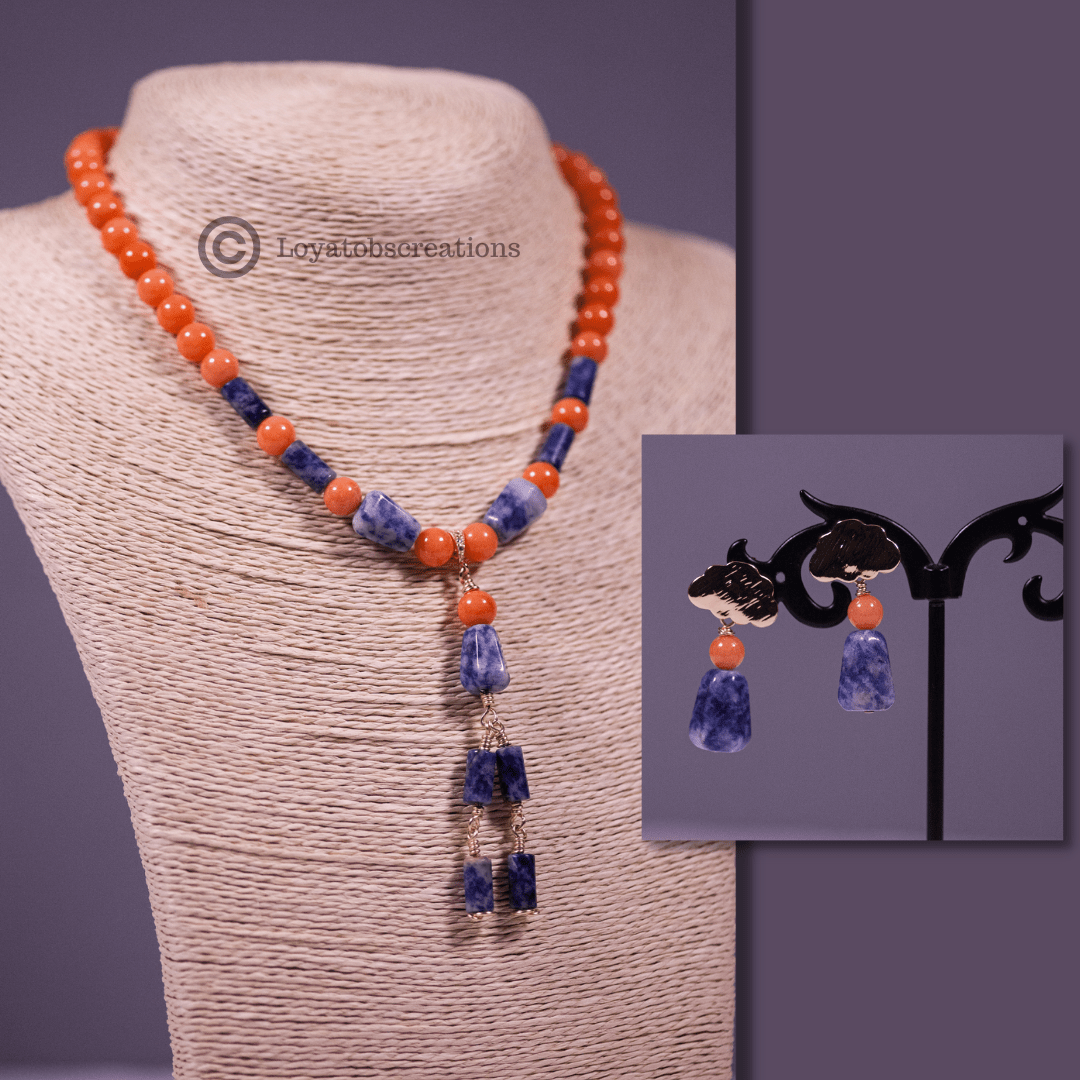 Peach Cloud Necklace and Earring Set