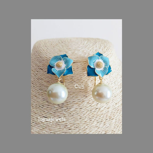 Teal Pearl Earrings