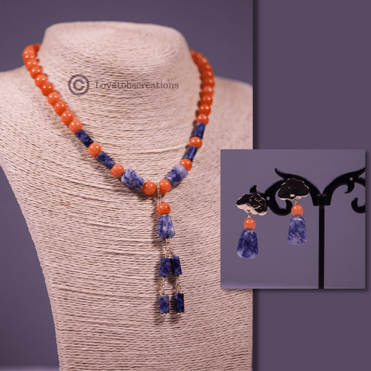 Peach Cloud Necklace and Earring Set